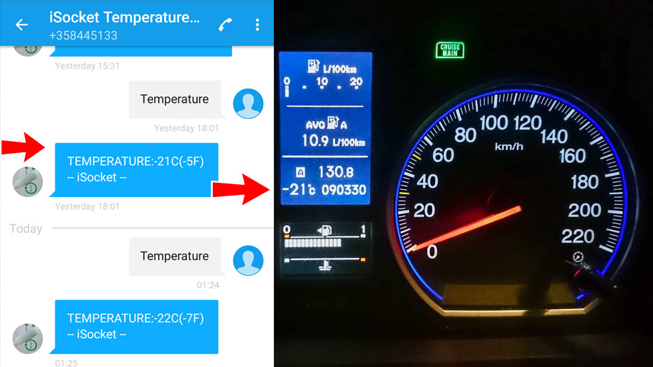 Honda temperature sensor in compare with iSocket Temperature Sensor